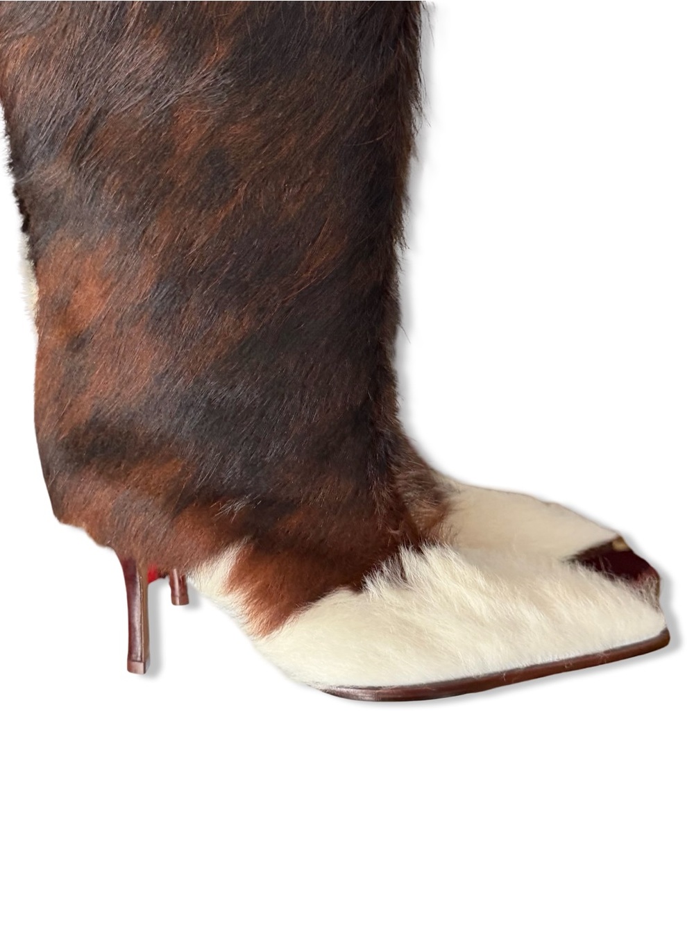 SCHUTZ Maryana Knee-High Boots Cowhide print fur high heels Revolve 9 - Picture 6 of 13